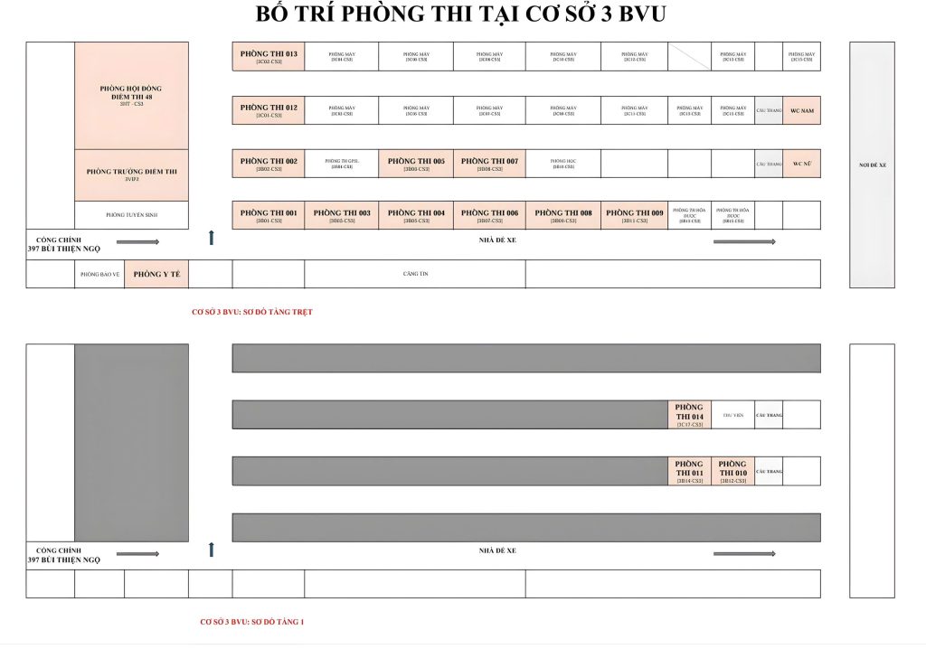 SƠ ĐỒ ĐỊA ĐIỂM THI ĐGNL ĐHQG-HCM ĐỢT 1 NĂM 2026 TẠI CỤM THI BVU