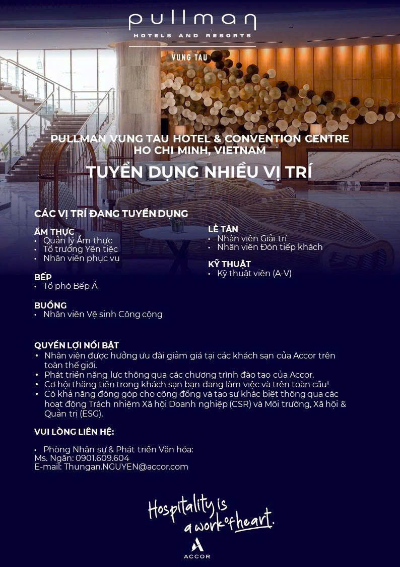 Khách sạn Pullman Vũng Tàu tuyển dụng
