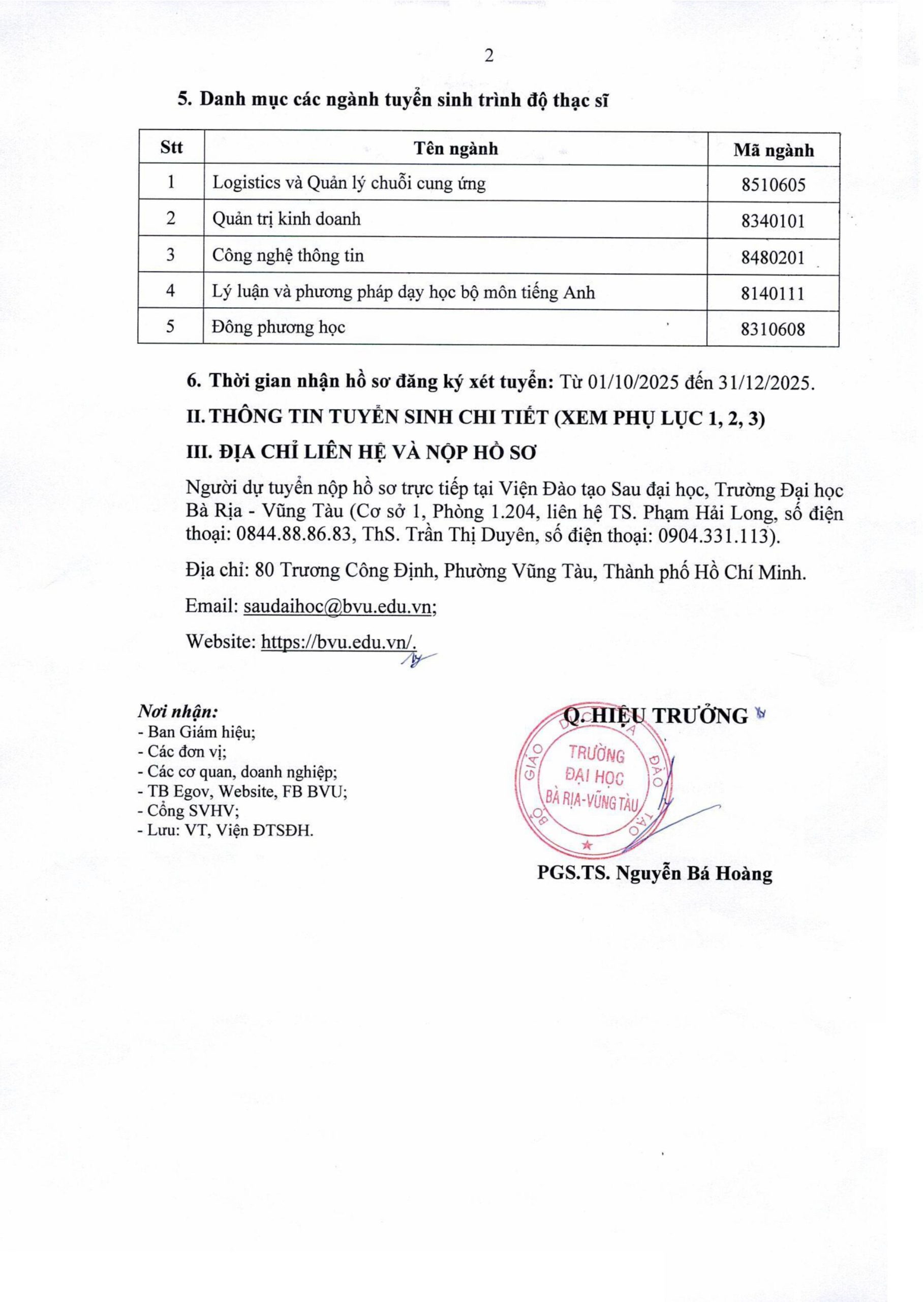 Thông báo Tuyển sinh Thạc sĩ đợt 01 năm học 2025-2026