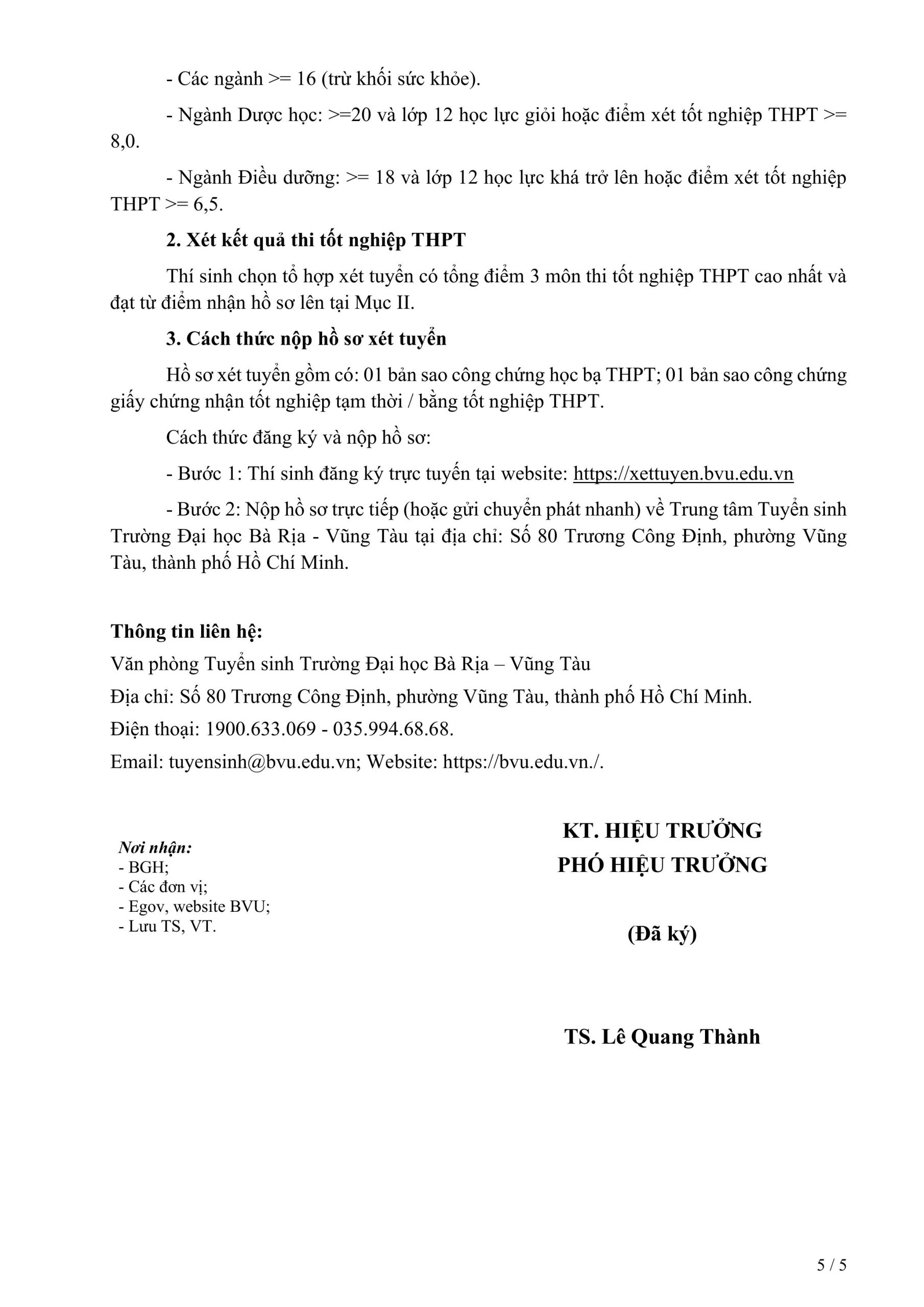 Trường Đại học Bà Rịa – Vũng Tàu thông báo xét tuyển bổ sung đợt 2 Đại học chính quy năm 2025