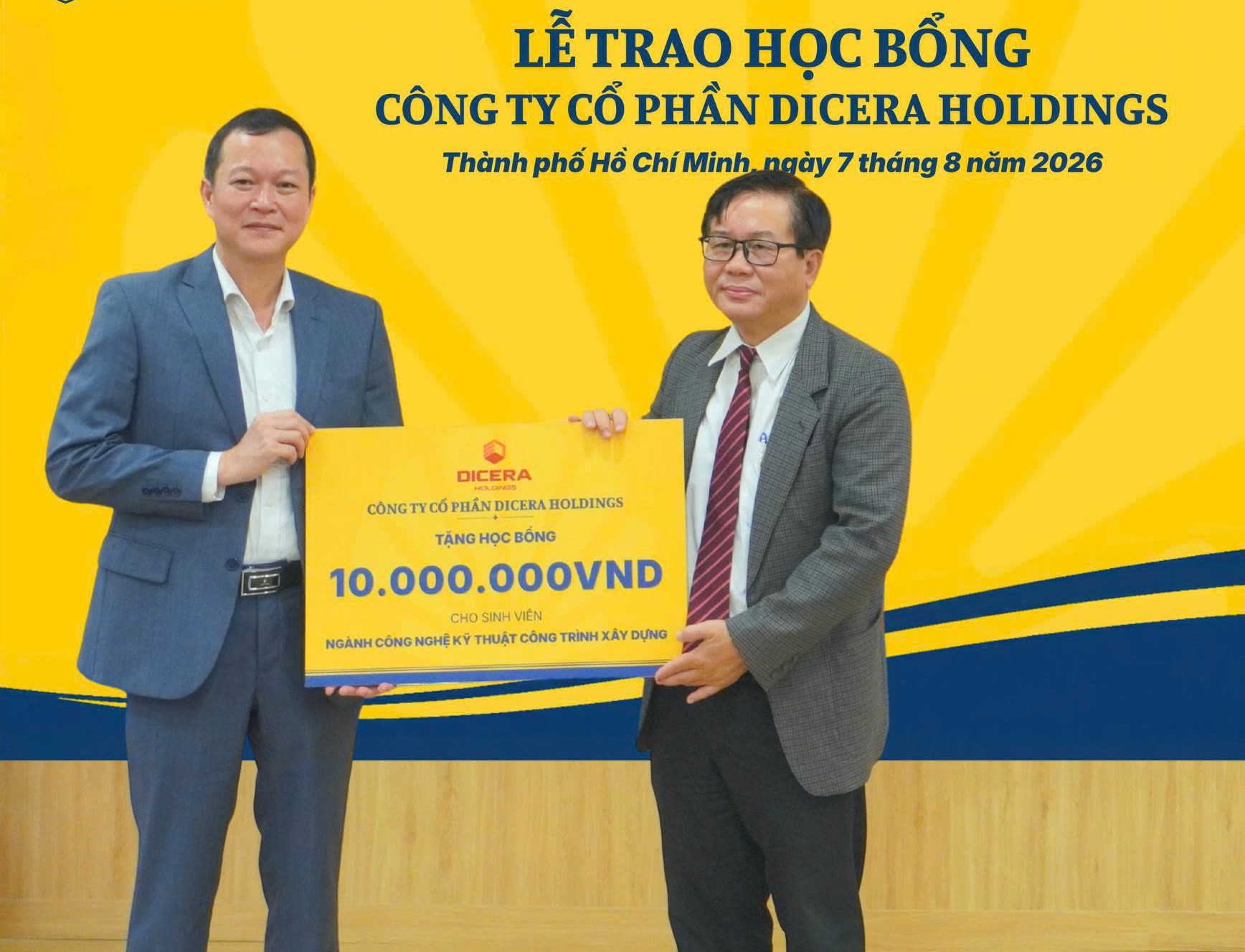 BVU x DICERA HOLDINGS: ký kết hợp tác, trao tặng học bổng, mở rộng cơ hội nghề nghiệp cho sinh viên ngành xây dựng