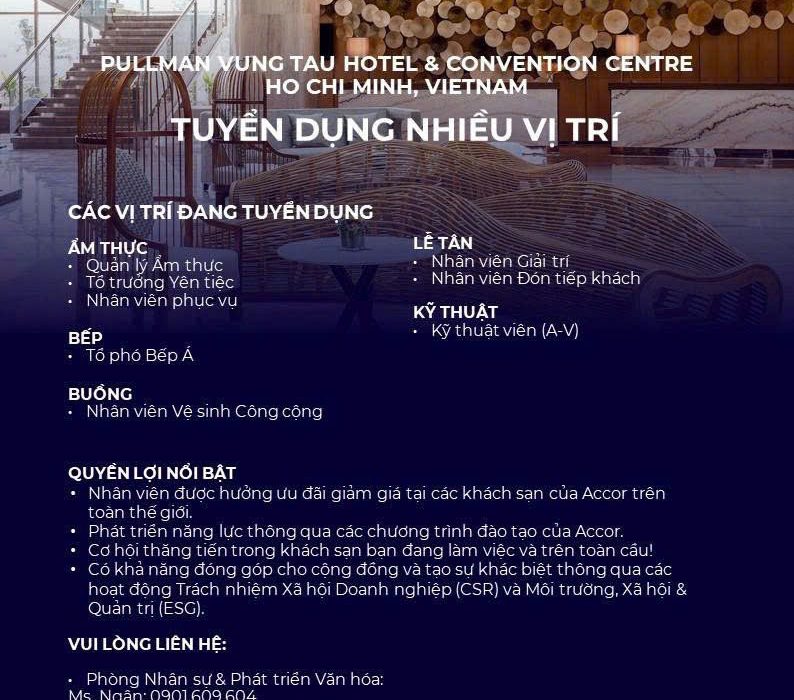 Khách sạn Pullman Vũng Tàu tuyển dụng