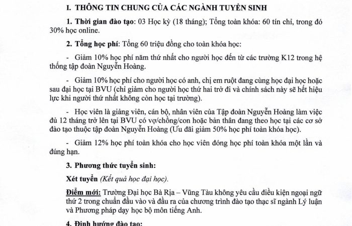 Thông báo Tuyển sinh Thạc sĩ đợt 01 năm học 2025-2026
