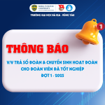 THÔNG BÁO VỀ VIỆC TRẢ SỔ ĐOÀN VIÊN VÀ CHUYỂN SINH HOẠT ĐOÀN CHO ĐOÀN VIÊN ĐÃ TỐT NGHIỆP