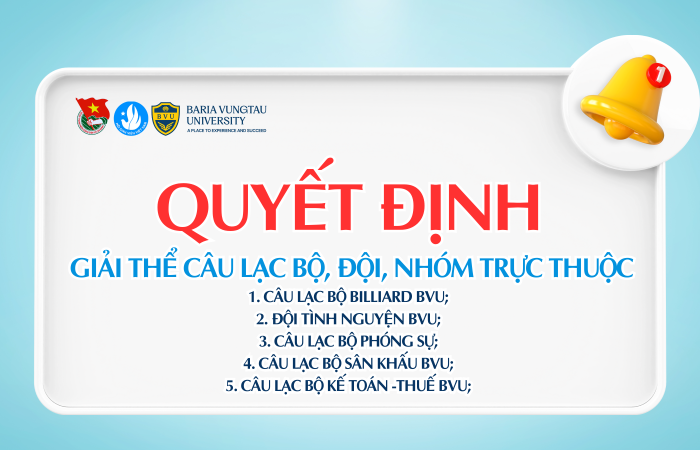 THÔNG BÁO VỀ VIỆC GIẢI THỂ CÁC CÂU LẠC BỘ, ĐỘI, NHÓM TRỰC THUỘC HSV TRƯỜNG