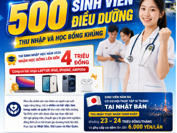 BVU cần tuyển 500 sinh viên Điều dưỡng mỗi năm – Đào tạo gắn liền với thực tập và việc làm Quốc tế